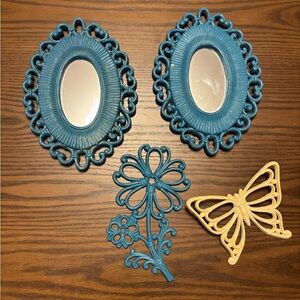 HOMCO‎ 1970’s Blue and Yellow/tan Wall Decor Set